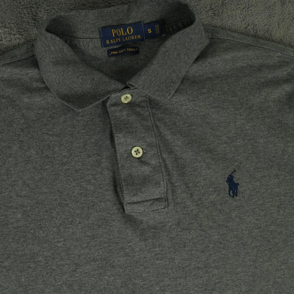 Polo Ralph Lauren Polo Shirt Mens S Gray Pima Soft Touch Short Sleeve Pony Logo